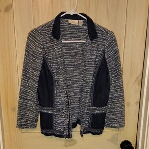 Chico's Denim Blue And White Textured Blazer
